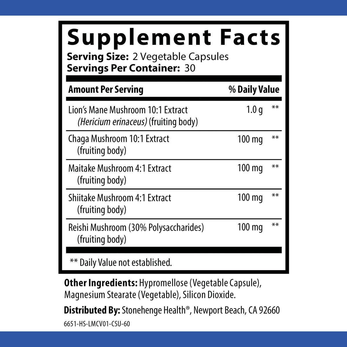 Stonehenge Health Dynamic Mushroom Complex - 60 Veggie Capsules