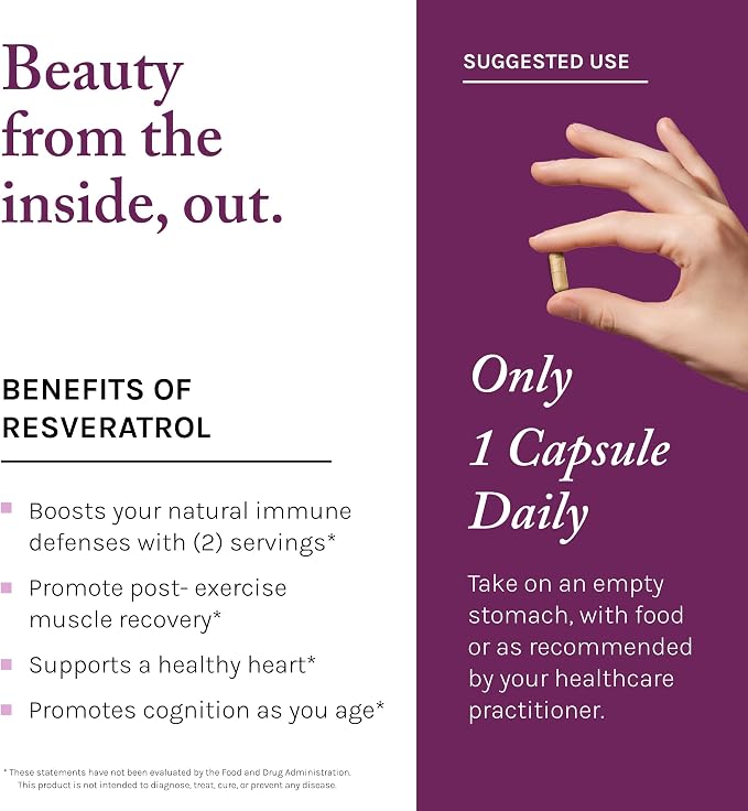 Reserveage Resveratrol 500mg with Pterostilbene | Anti-Aging Supplement