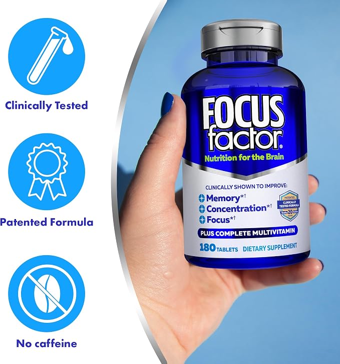Focus Factor Brain Nutrition Supplement - Memory, Focus & Concentration Support - 180 Tablets