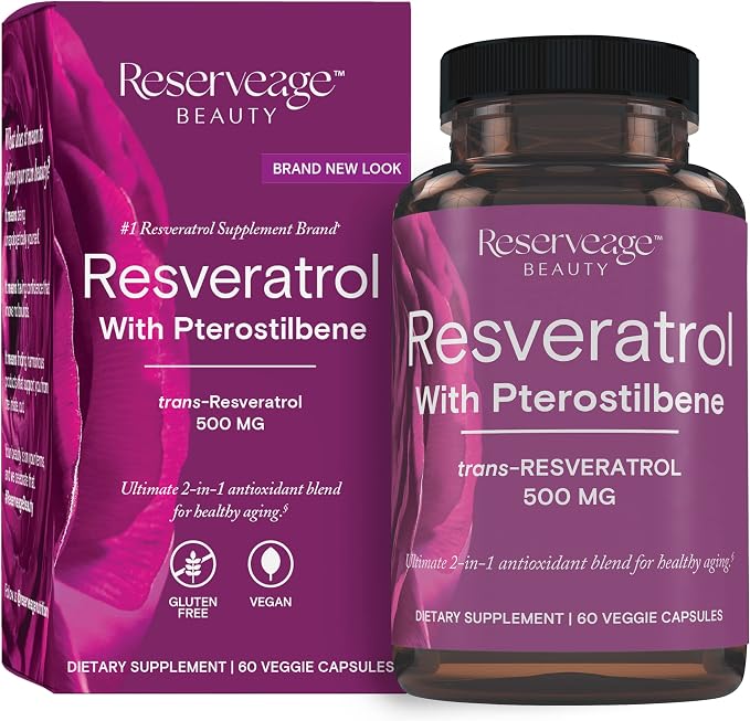 Reserveage Resveratrol 500mg with Pterostilbene | Anti-Aging Supplement