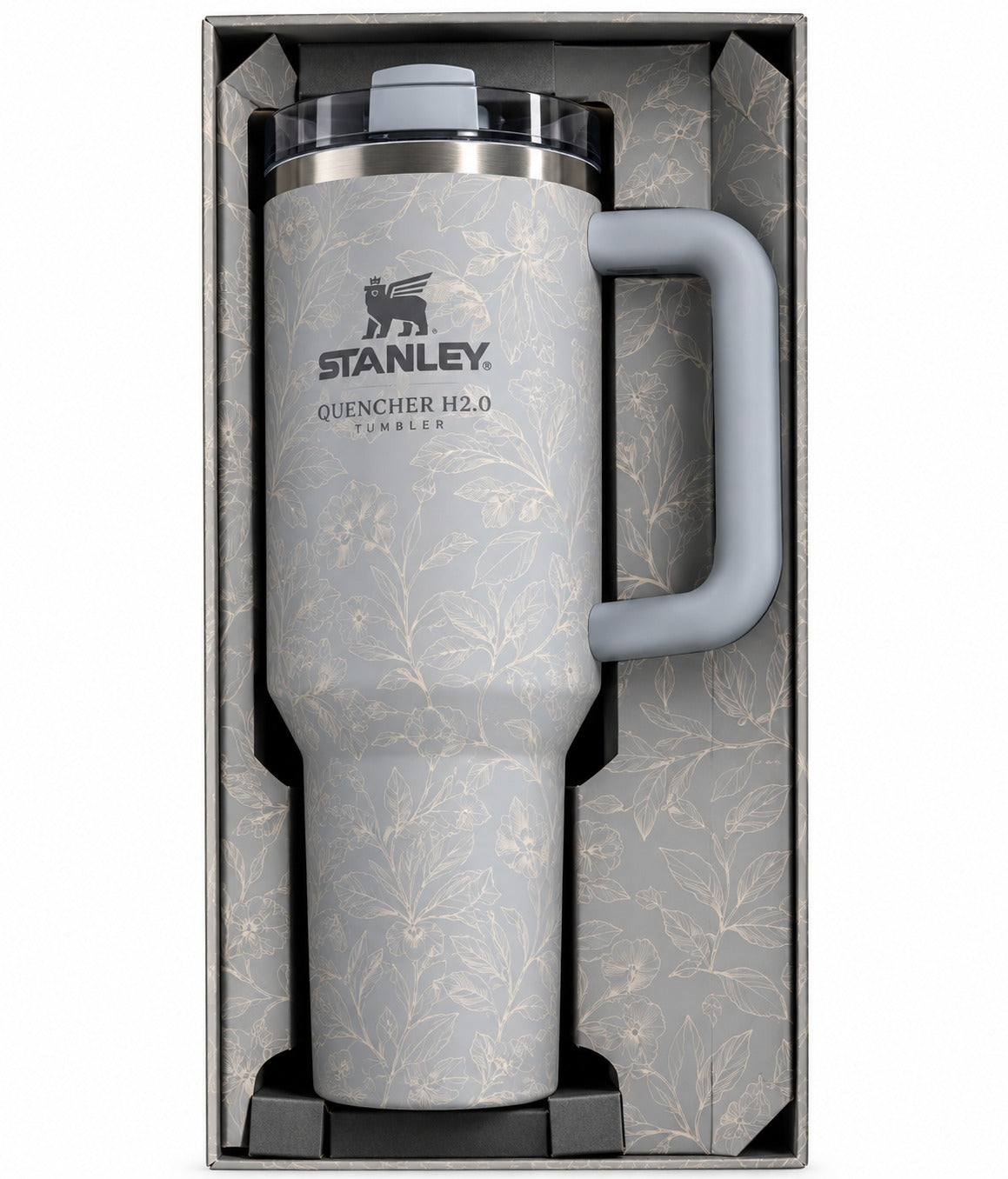 Stanley The Quencher H2.0 FlowState Tumbler - Grey Floral Gift Box Edition 40 oz