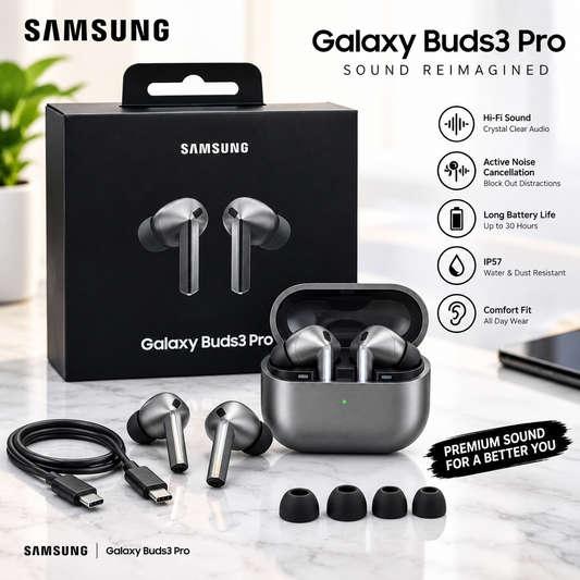 Samsung Galaxy Buds3 Pro Wireless Earbuds – Premium Hi-Fi Sound, Active Noise Cancellation & Charging Case
