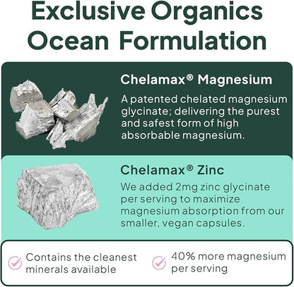 Organics Ocean Pure Magnesium Glycinate & Chelated Zinc | 90 Capsules