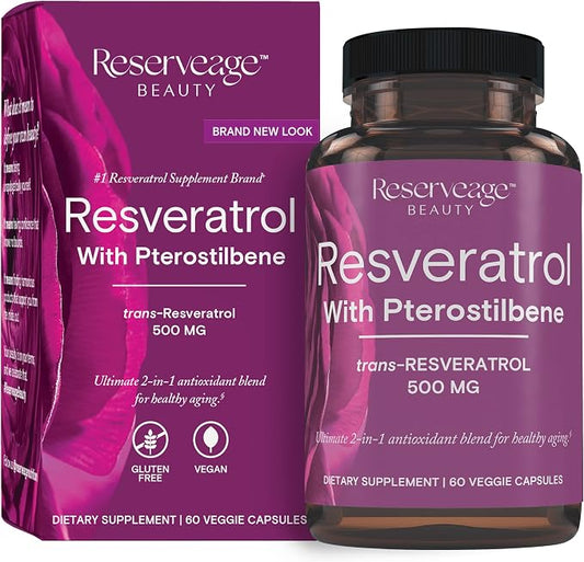 Reserveage Resveratrol 500mg with Pterostilbene | Anti-Aging Supplement
