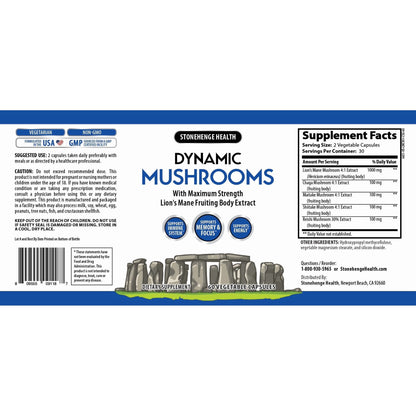 Stonehenge Health Dynamic Mushroom Complex - 60 Veggie Capsules