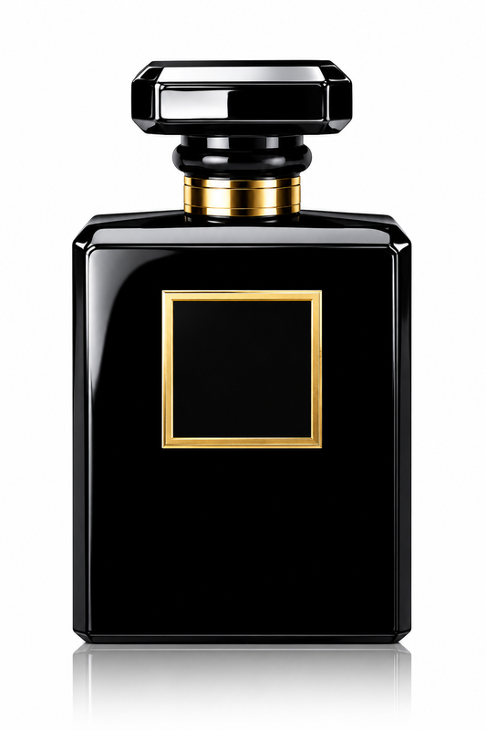 Luxury Black Perfume Bottle – Elegant Gold Accent Fragrance for Women & Men
