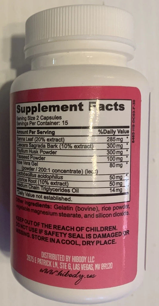 HIBODY Detox & Cleanse Colon Dietary Supplement - 30 Capsules
